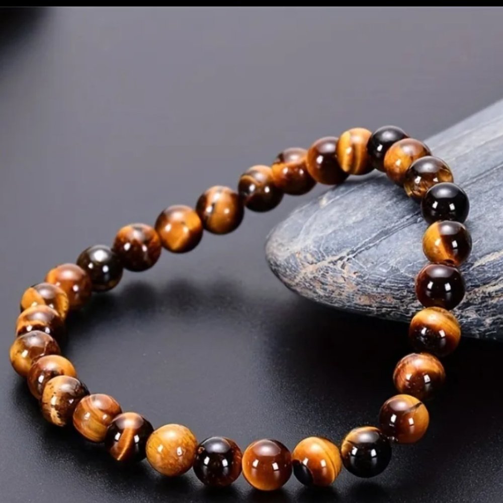 1pc Tiger Eye Beaded Bracelet (Unisex)